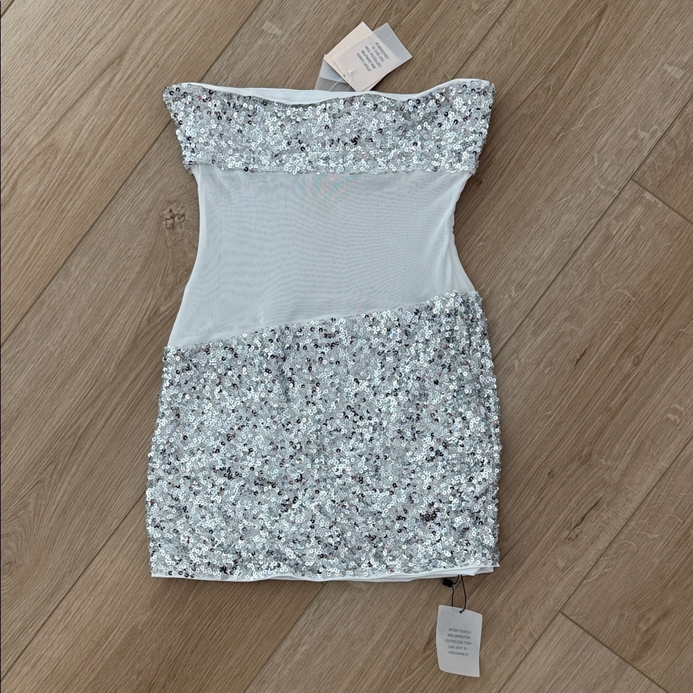 Superdown Silver Sequin Mini Dress